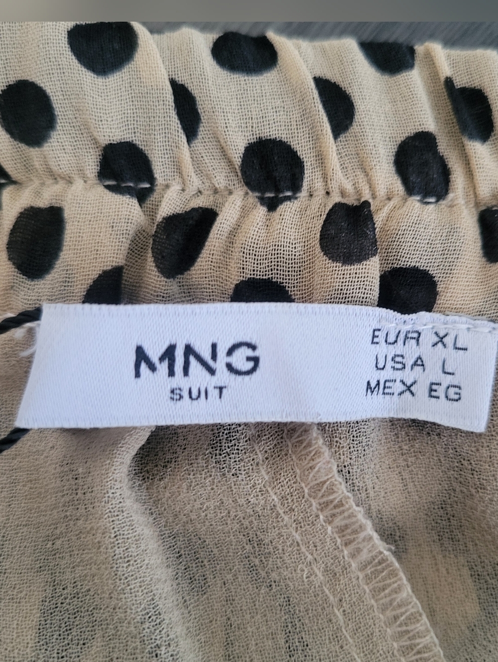 🎈NWT MANGO MNG Suit Polka-Dot Beige Maxi Skirt Pleated Size L Feminine - Picture 3 of 11